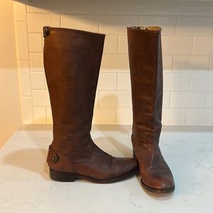 Frye Melissa Genuine Leather Zip-Up Cognac Boot